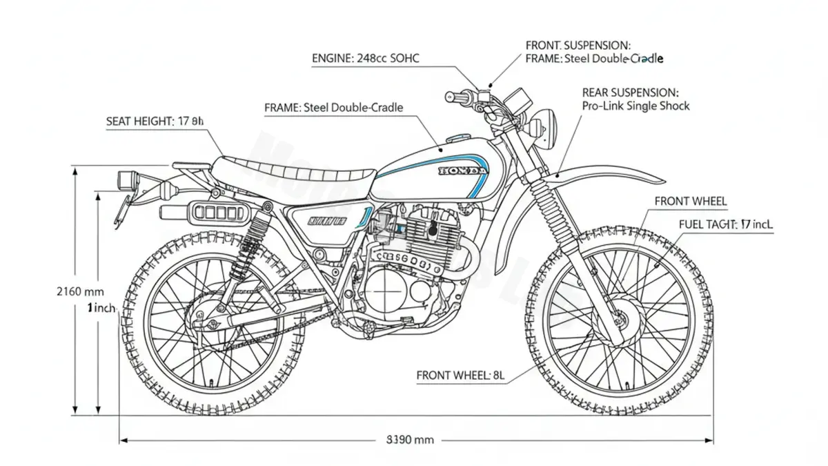 Honda XL 250 S - L250S Tire Pressure, Oil Type & Fluid Specs