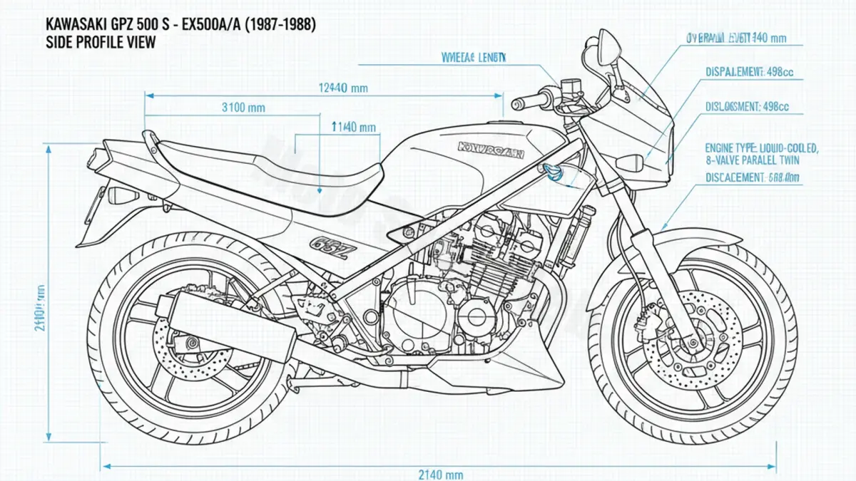 Kawasaki GPZ 500 S - EX500A/A Technical Review & Maintenance Guide specs