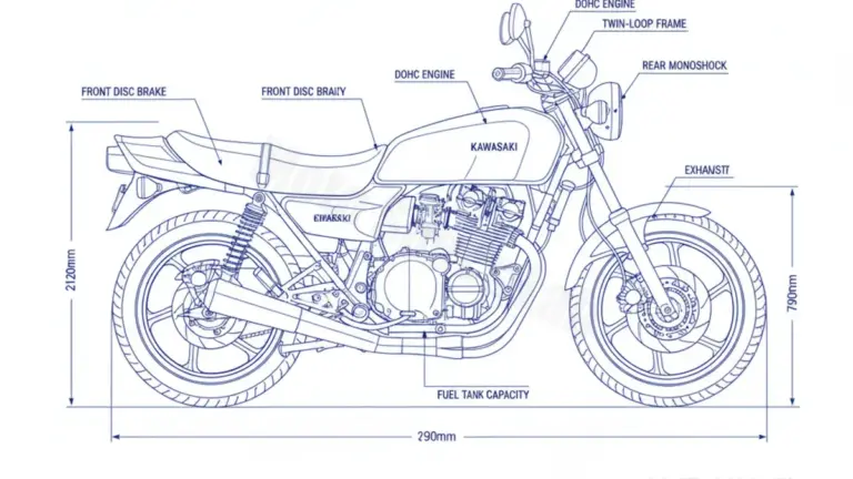 Kawasaki GPZ 550 – KZ550B/D Service Guide: Oil Level & Tire Specs