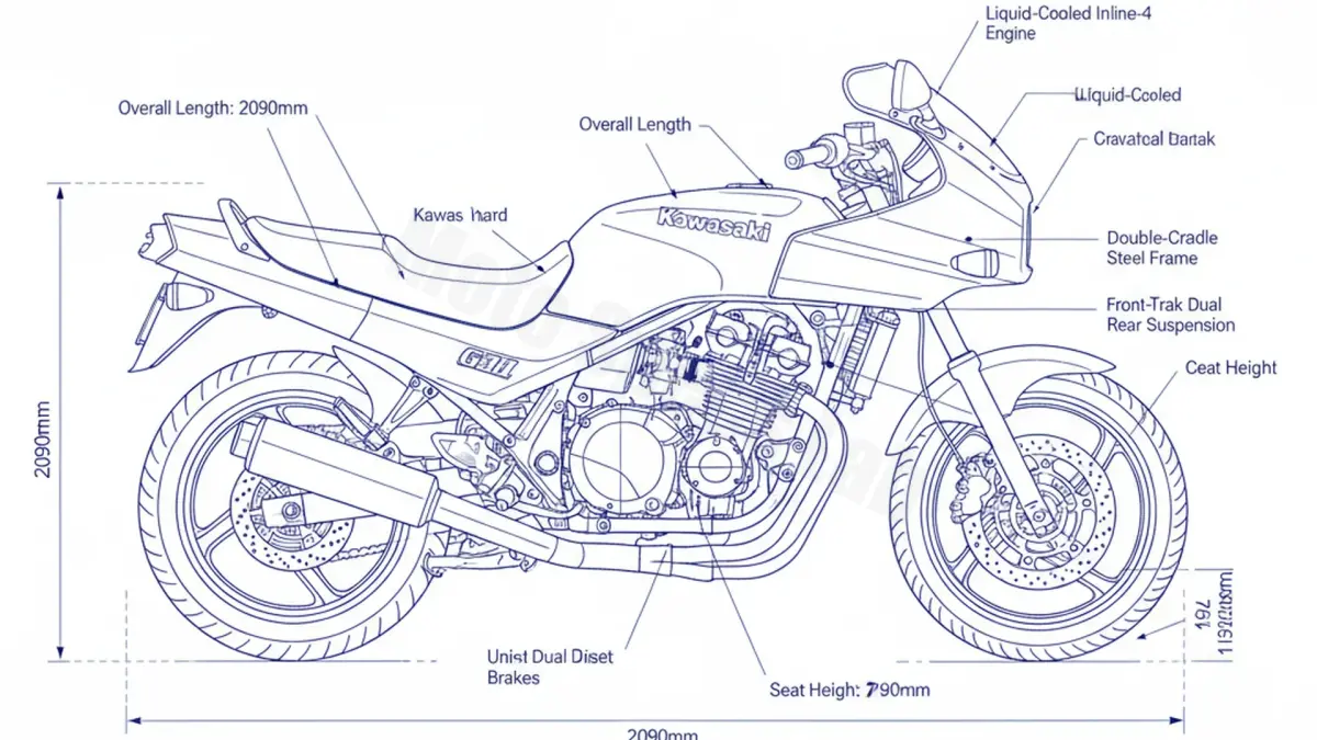 Kawasaki GPZ 600 R - ZX600A (1985–1990) Data: Oil Capacity & Rim Specs specs