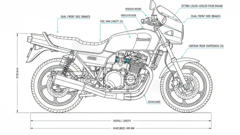 Kawasaki GPZ 750 UT – ZX750A3 Service Guide: Oil Level & Tire Specs