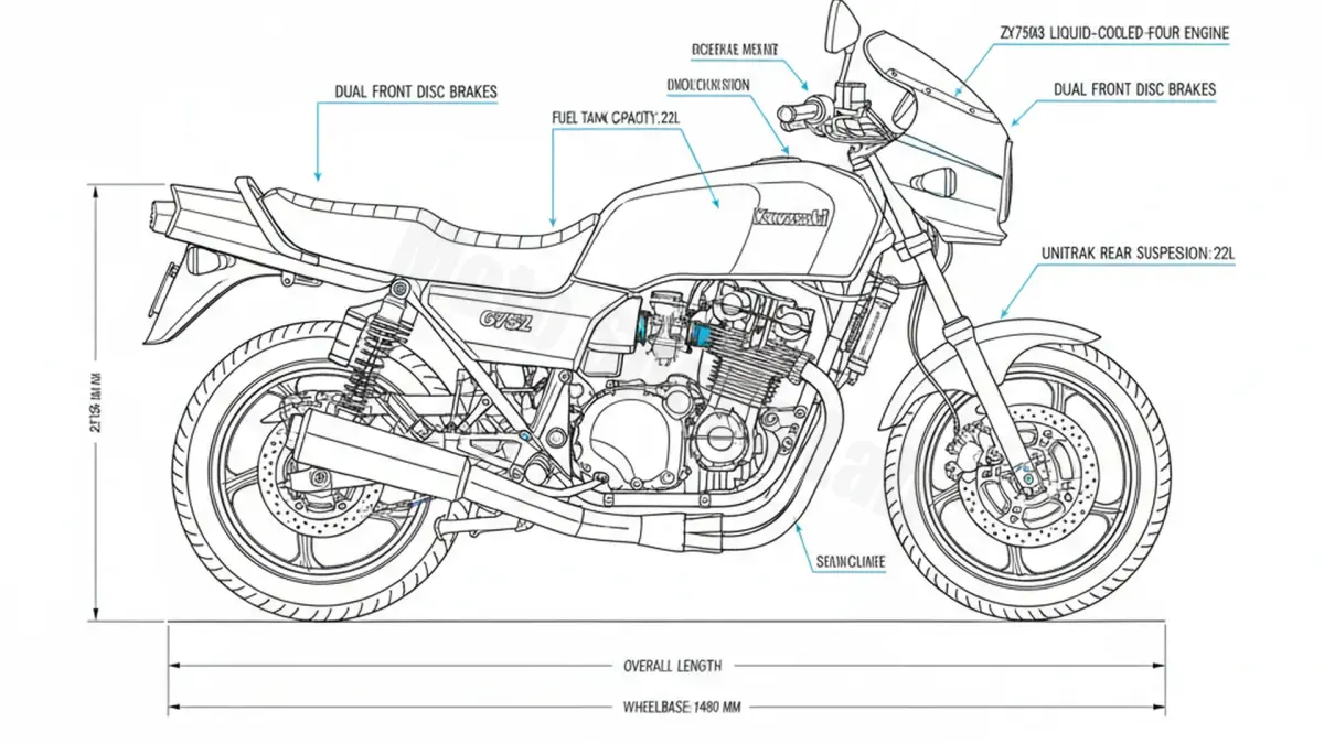 Kawasaki GPZ 750 UT - ZX750A3 Service Guide: Oil Level & Tire Specs specs