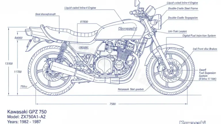 Kawasaki GPZ 750 – ZX750A1-A2 (1983-1984) Data: Oil Capacity & Rim Specs