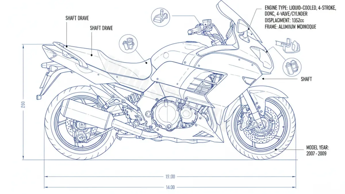 Kawasaki GTR 1400 - ZGT40A Specs: Oil Capacity & Tire Pressure