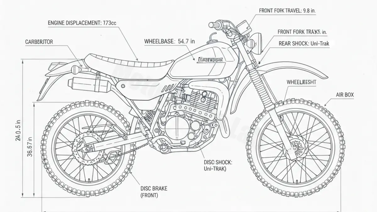 Kawasaki KDX 175 - DX175B Specs: Oil Capacity & Tire Pressure specs