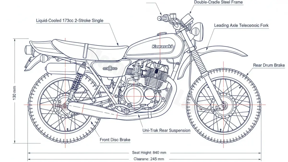 Kawasaki KE 175 - KE175D Maintenance: Recommended Oil & Tires specs