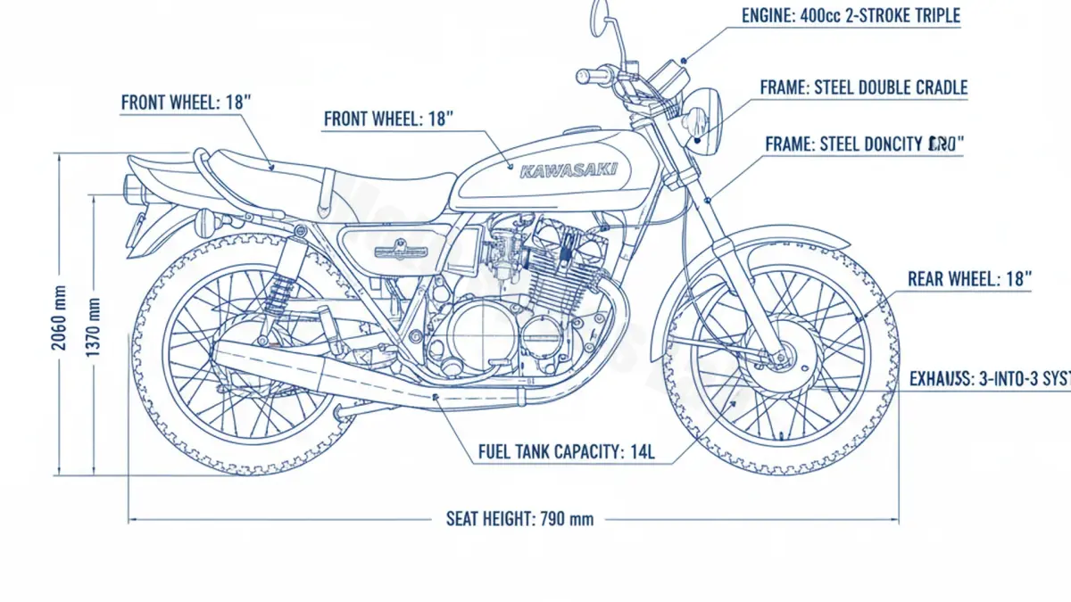 Kawasaki KH 400 - S3F Specs: Oil Capacity & Tire Pressure