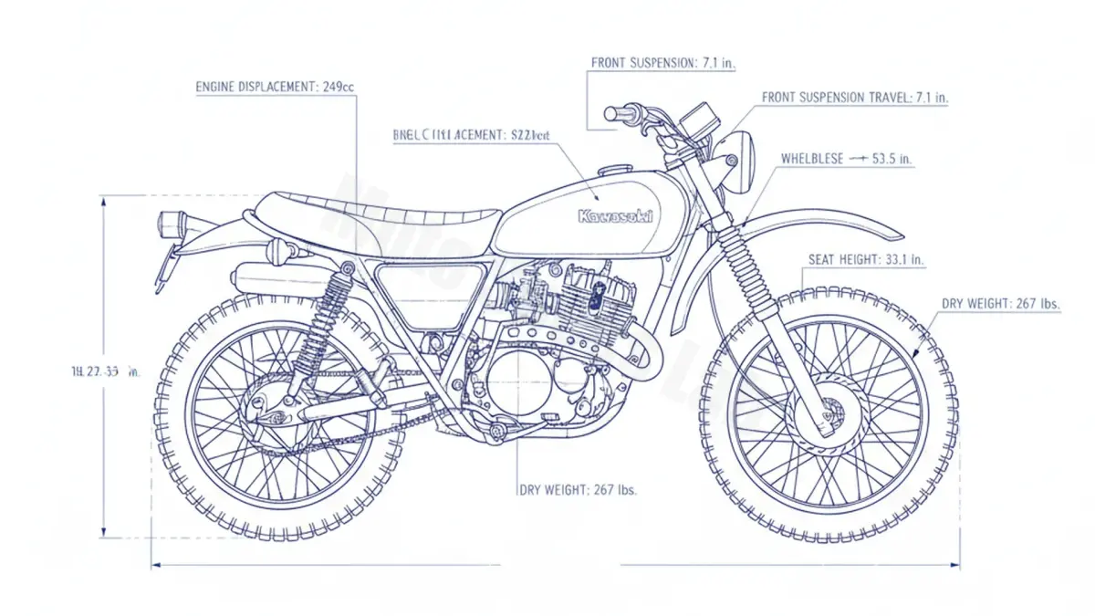 Kawasaki KL 250 - KL250A (1978–1982) Data: Oil Capacity & Rim Specs