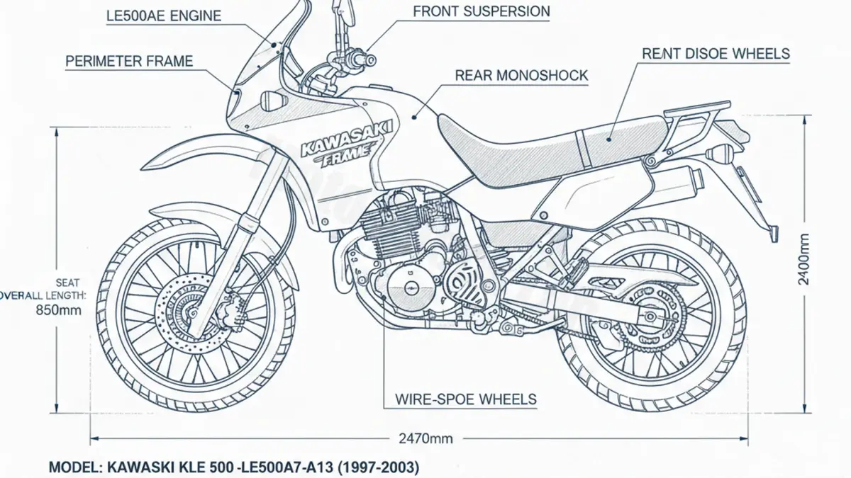 Kawasaki KLE 500 - LE500A7-A13 Workshop Data: Fluids, Plugs & Tires specs