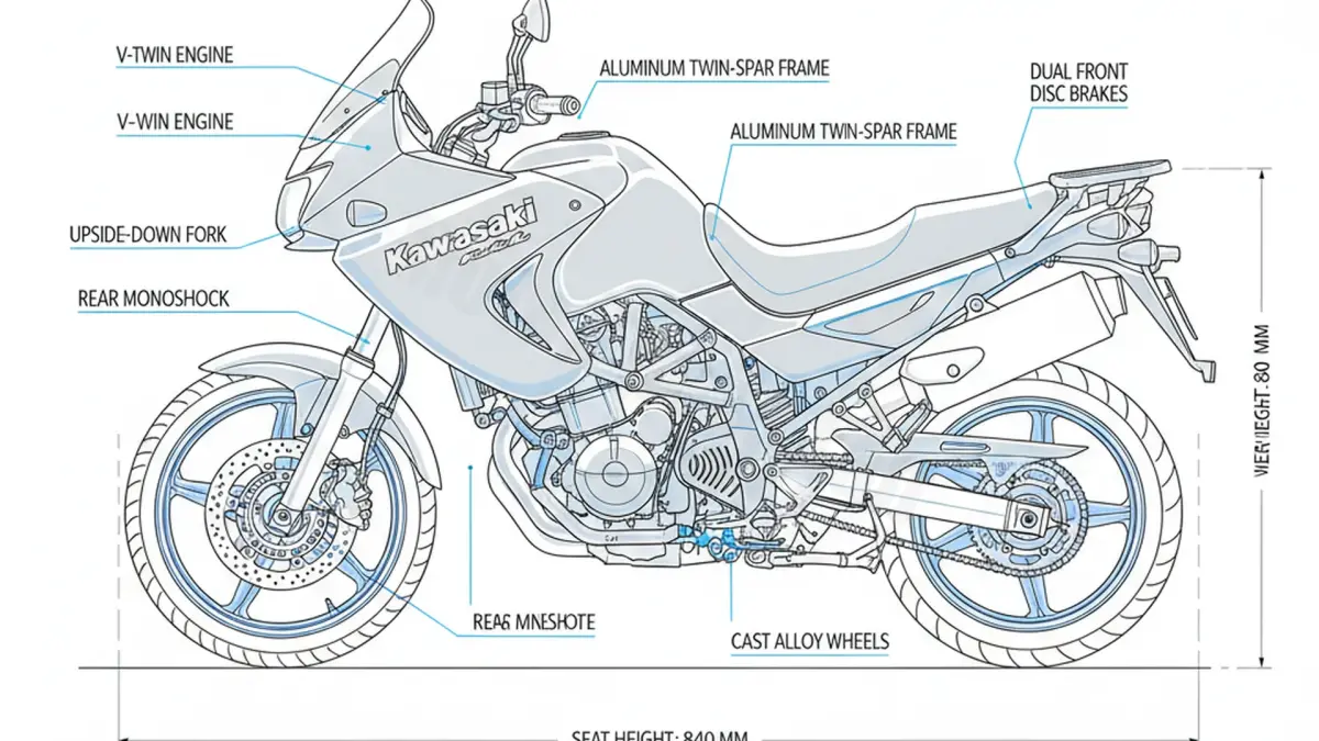 Kawasaki KLV 1000 - KLV1000A Service Data: Oil, Battery & Specs specs