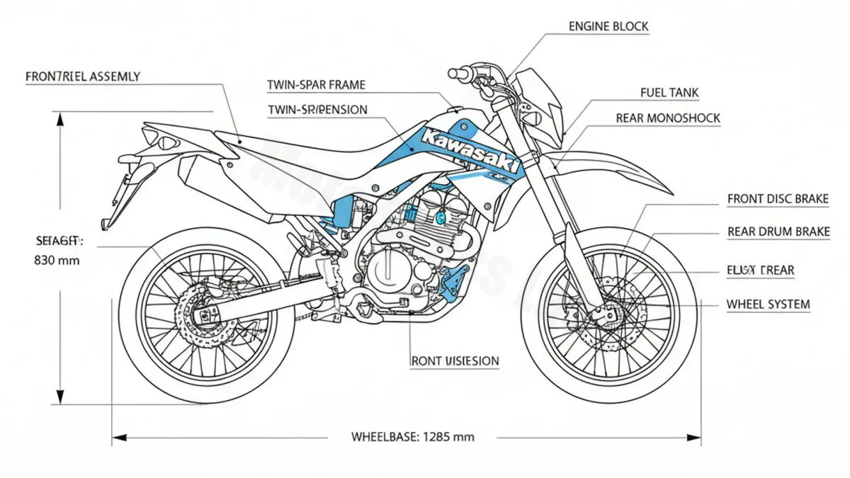 Oil & Tires: Kawasaki KLX 125 - LX125CC Technical Specifications specs