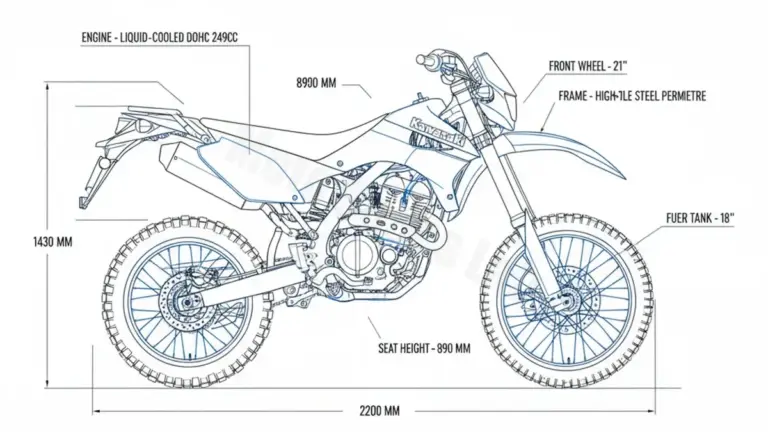Kawasaki KLX 250 – LX250S Tire Pressure, Oil Type & Fluid Specs