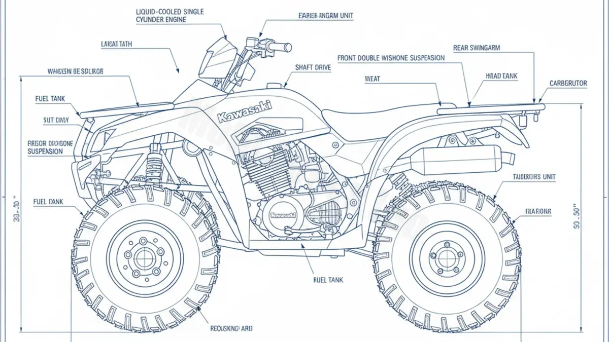 Kawasaki KVF 360 4X4 - KVF360-4X4 (2003–2013) Data: Oil Capacity & Rim Specs