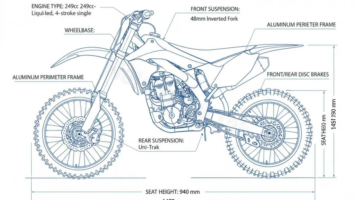 Kawasaki KX 250 F - KX250ZZA/ZGF Workshop Data: Fluids, Plugs & Tires specs