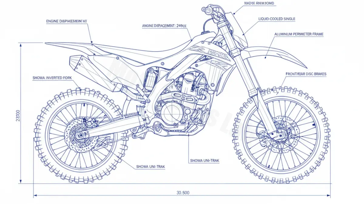 Kawasaki KX 250 - KX252BBA/BLF (2020 (KX252BBA), 2021 (KX252BLF)) Data: Oil Capacity & Rim Specs specs
