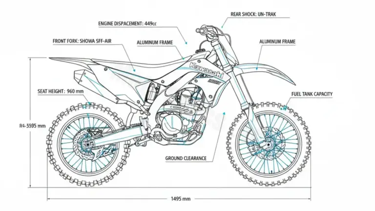 Kawasaki KX 450 F – KX450FFA/FEF Specs: Engine Oil, Gap & Tire PSI