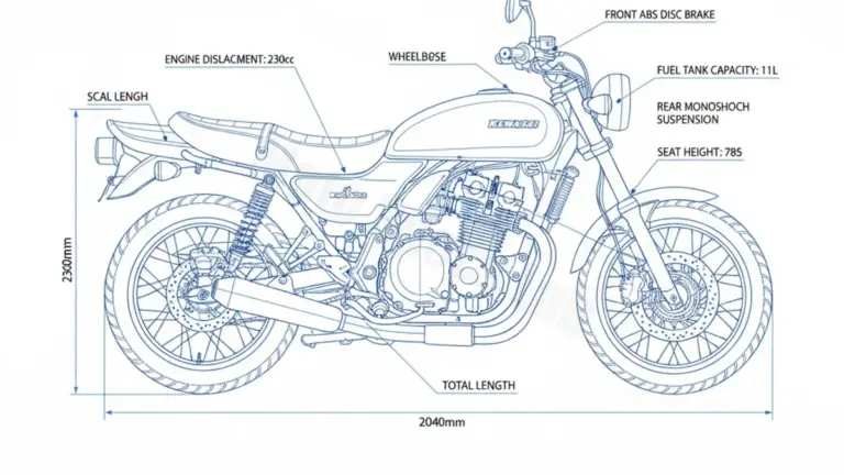 Kawasaki Meguro S1 ABS – BJ230AB Specs: Engine Oil, Gap & Tire PSI