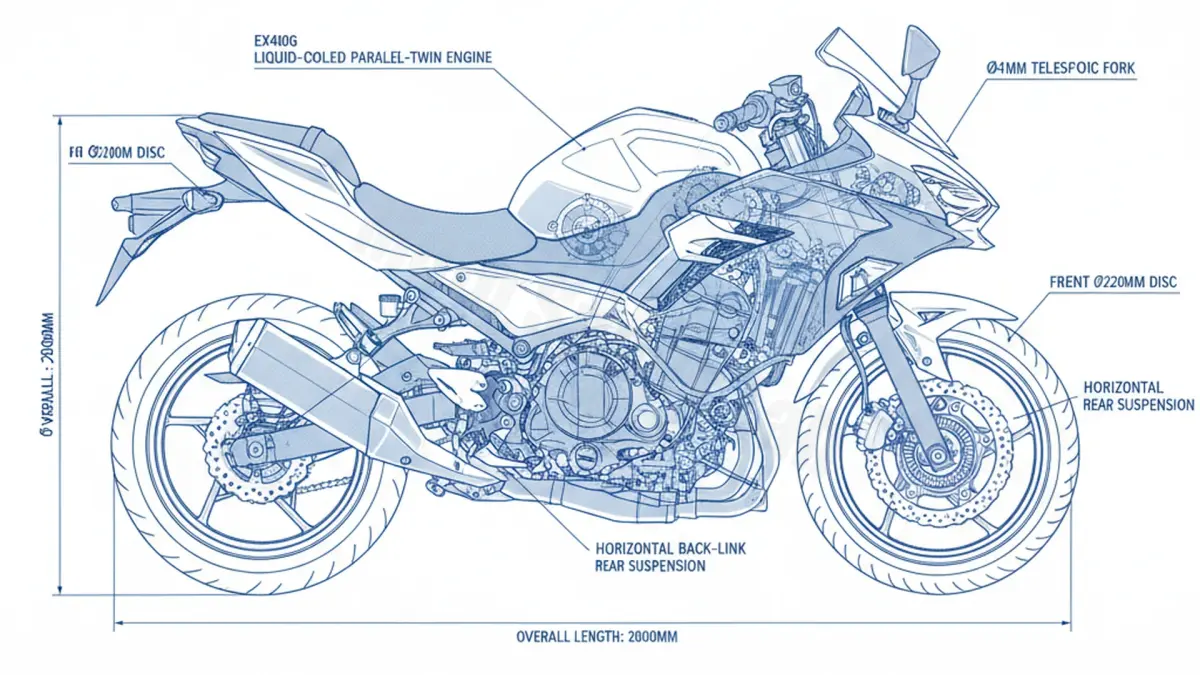 Kawasaki NINJA 400 (EURO 4) - EX400G Technical Review & Maintenance Guide specs