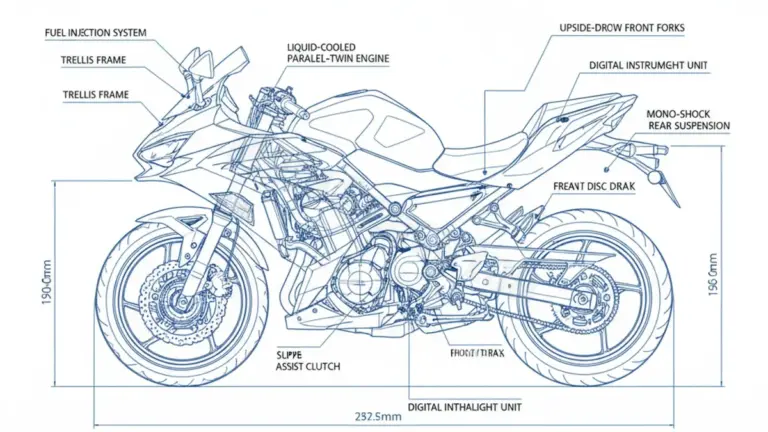 Kawasaki Ninja 500 SE (Euro 5+) – EX500G/J (2024 – Present) Data: Oil Capacity & Rim Specs