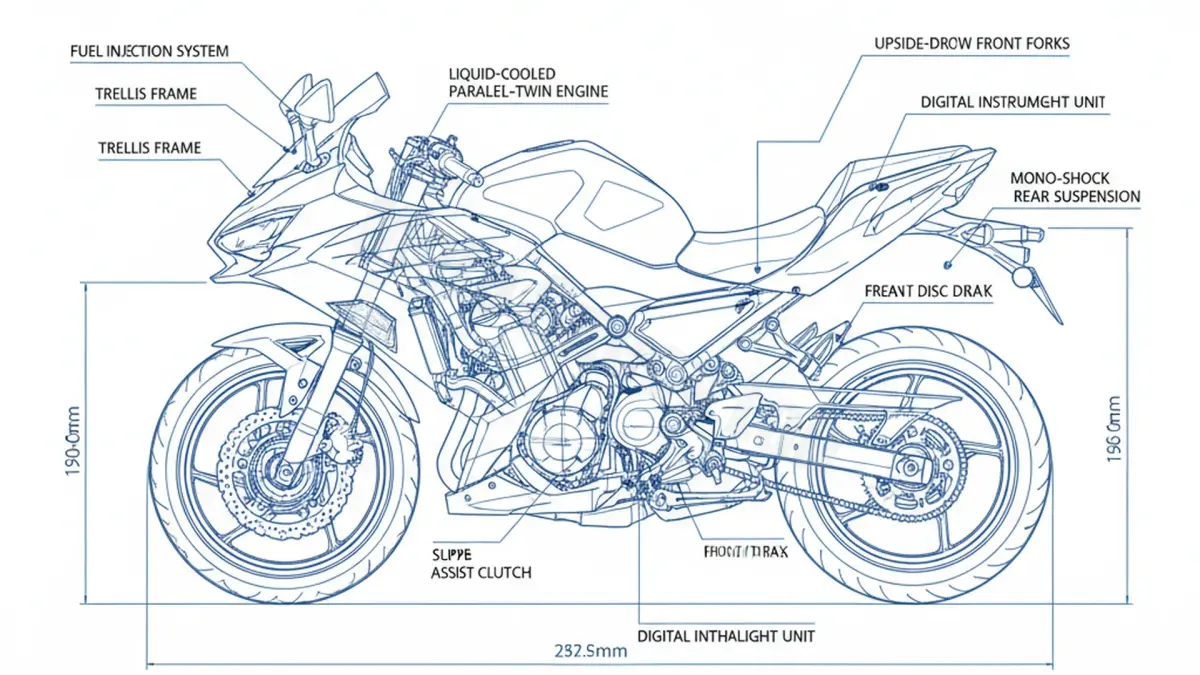 Kawasaki Ninja 500 SE (Euro 5+) - EX500G/J (2024 – Present) Data: Oil Capacity & Rim Specs specs