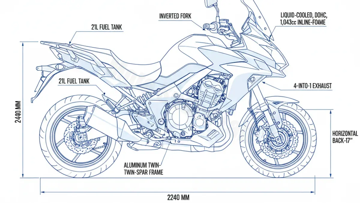 Kawasaki VERSYS 1000 (EURO 4) - LZT00C Specs: Engine Oil, Gap & Tire PSI specs