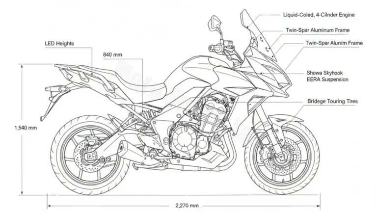 Kawasaki VERSYS 1000 SE (EURO 4) – KLZ1000 (2019-2020) Data: Oil Capacity & Rim Specs