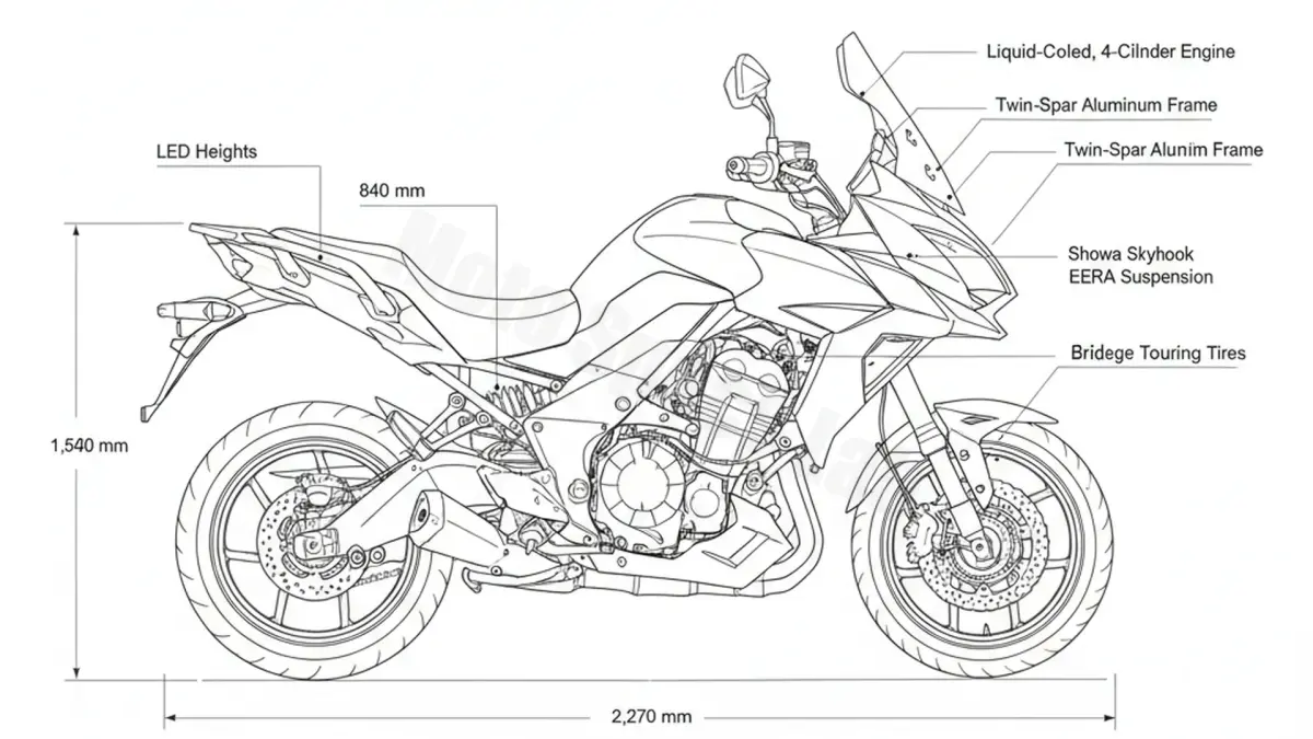 Kawasaki VERSYS 1000 SE (EURO 4) - KLZ1000 (2019-2020) Data: Oil Capacity & Rim Specs specs