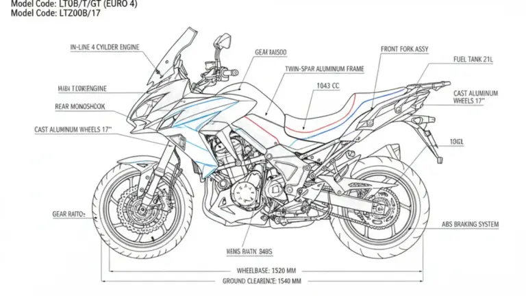 Kawasaki VERSYS 1000/T/GT (EURO 4) – LTZ00B/17 Specs: Oil Capacity & Tire Pressure