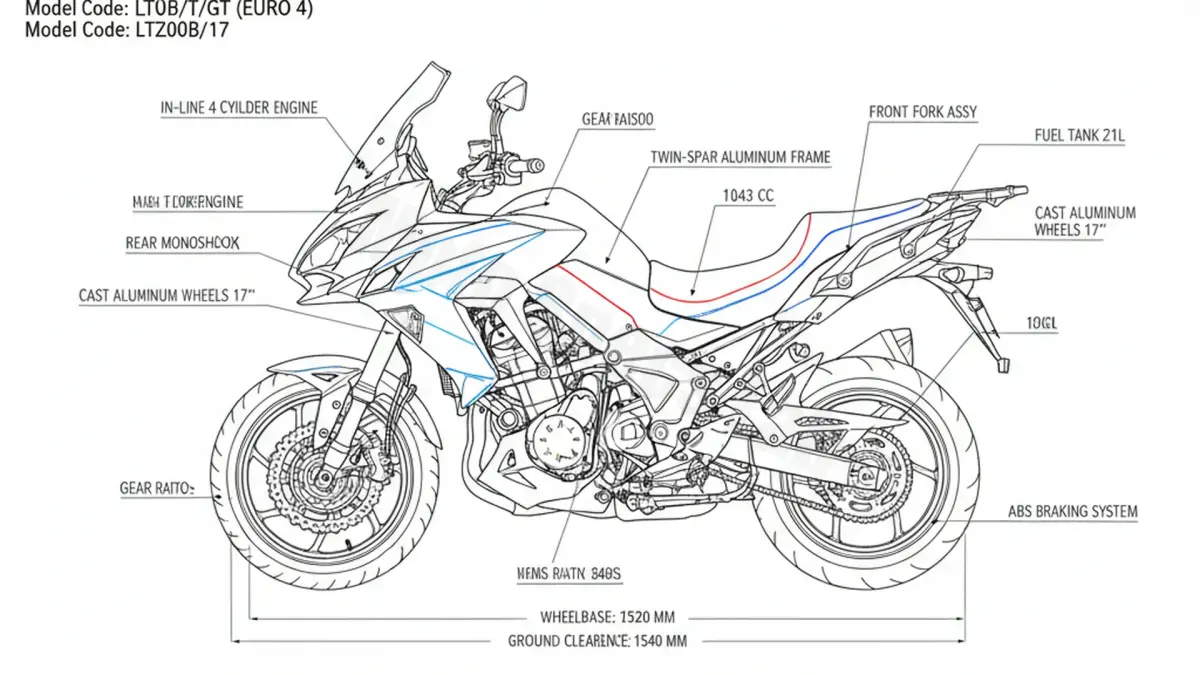Kawasaki VERSYS 1000/T/GT (EURO 4) - LTZ00B/17 Specs: Oil Capacity & Tire Pressure