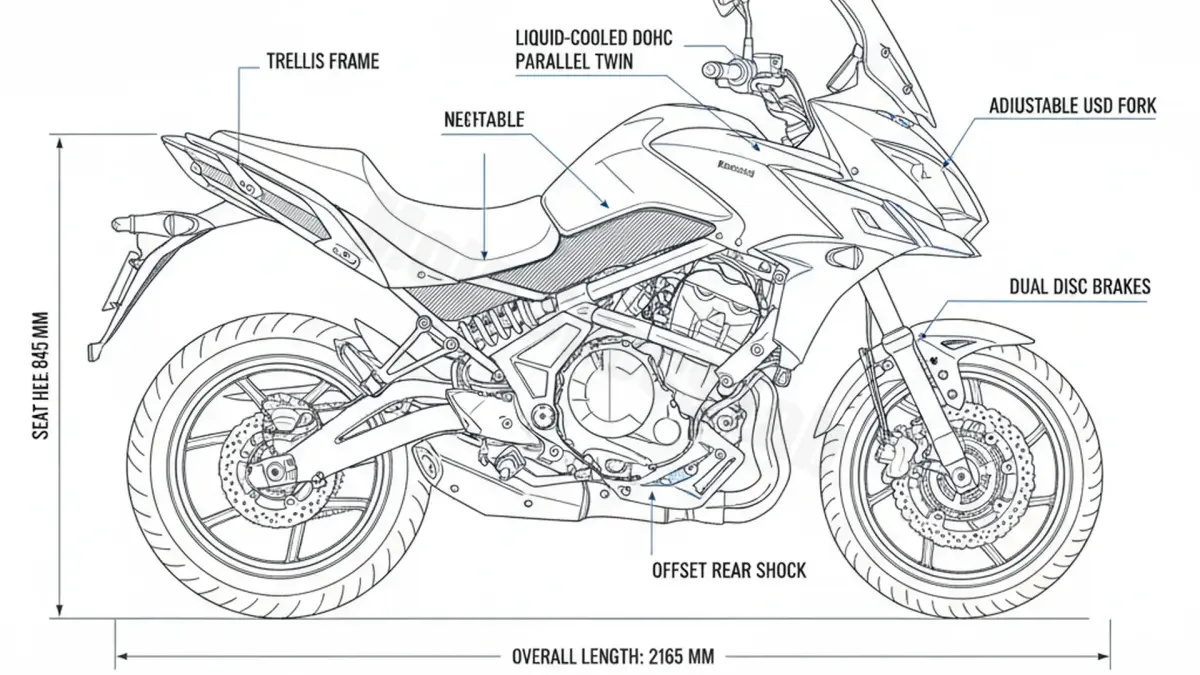 Kawasaki VERSYS 650 (KLE 650 D) - LE650C Service Guide: Oil Level & Tire Specs specs