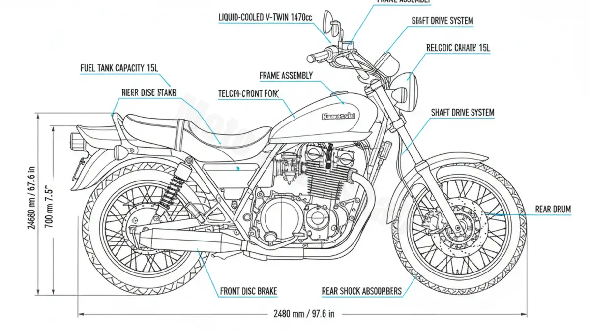 Kawasaki VN 15 - VNT50A/C Specs: Oil Capacity & Tire Pressure specs