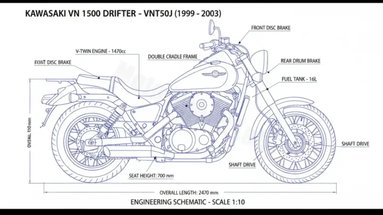 Kawasaki VN 1500 DRIFTER – VNT50J Tire Pressure, Oil Type & Fluid Specs