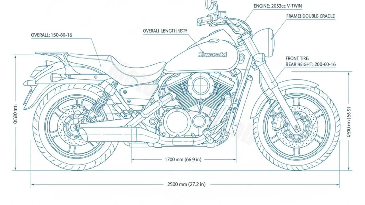 Kawasaki VN 2000/CLASSIC - VNW00 Tire Pressure, Oil Type & Fluid Specs specs