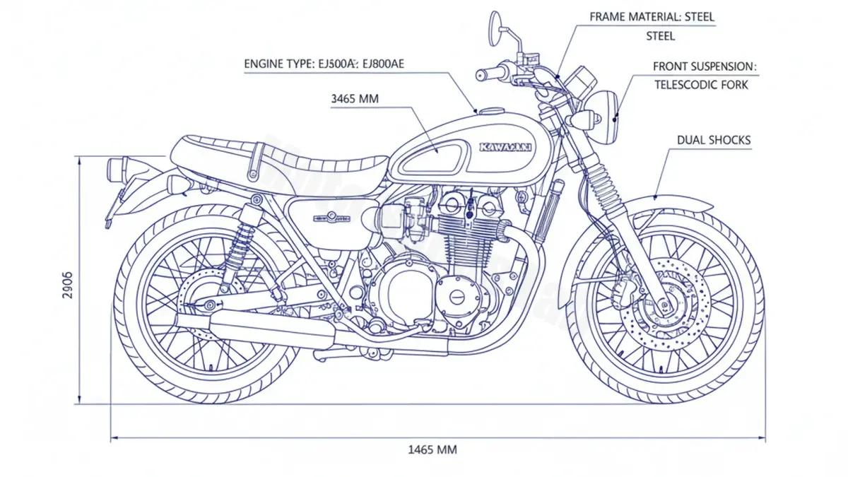 Kawasaki W 800 (EURO 4) - EJ800D (2019 – 2021) Factory Oil & Tire Pressure Data specs