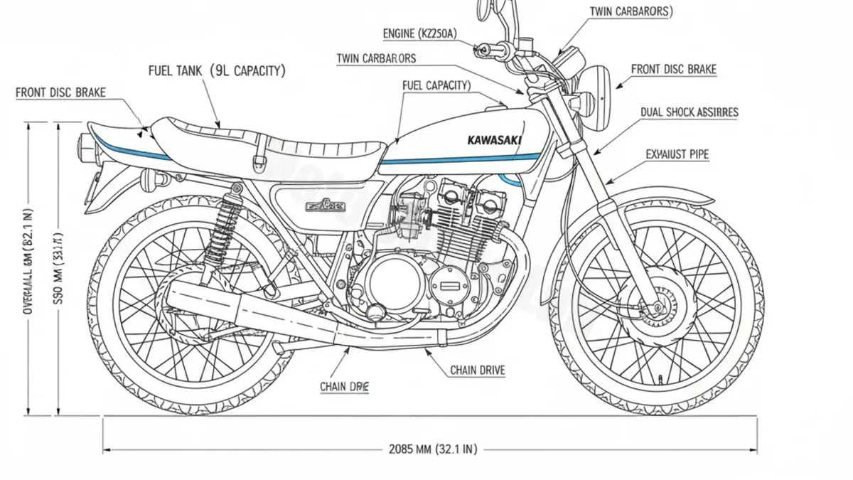 Kawasaki Z 250 (TWIN) - KZ250A Maintenance Schedule & Torque Settings specs