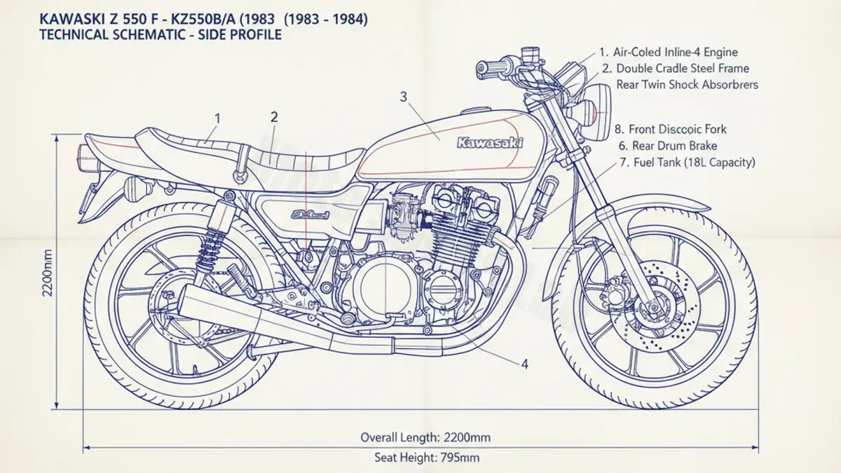 Kawasaki Z 550 F - KZ550B/A Maintenance: Recommended Oil & Tires specs