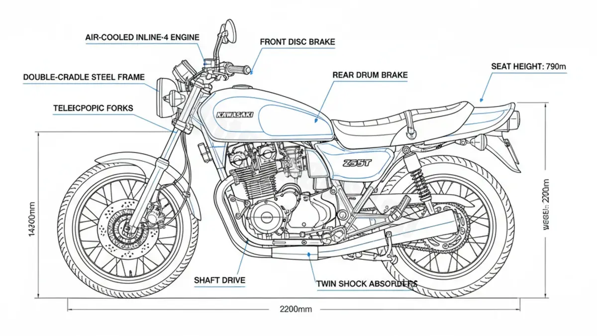 Kawasaki Z 550 GT - KZ550B/G (1981 - 1994) Data: Oil Capacity & Rim Specs specs