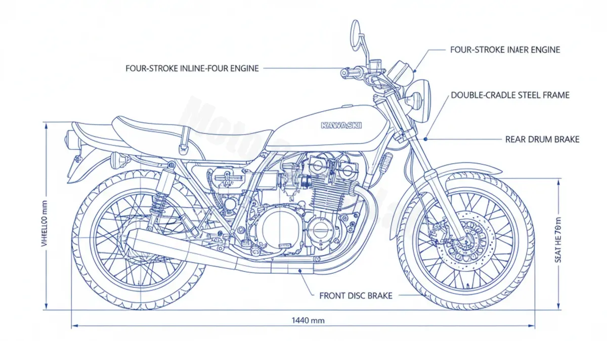 Kawasaki Z 650 - KZ650B/B Service Guide: Oil Level & Tire Specs specs