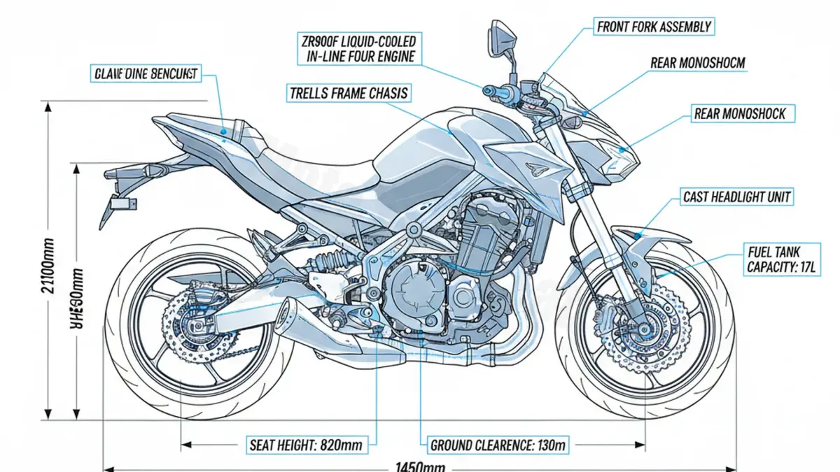 Kawasaki Z 900/PERFORMANCE (EURO 5) - ZR900F Tire Pressure, Oil Type & Fluid Specs specs