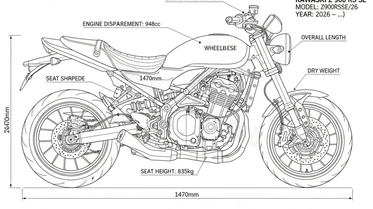 Kawasaki Z 900 RS SE - Z900RSSE/26 Specs: Engine Oil, Gap & Tire PSI specs