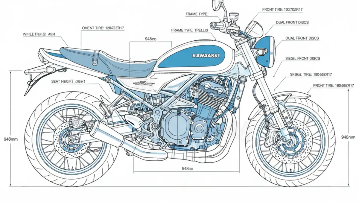Oil & Tires: Kawasaki Z 900 RS - Z900RS/26 Technical Specifications specs