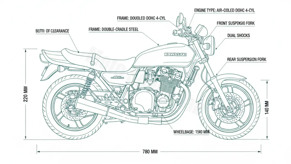 Kawasaki ZEPHYR 1100 - ZRT10A/B Specs: Oil Capacity & Tire Pressure specs