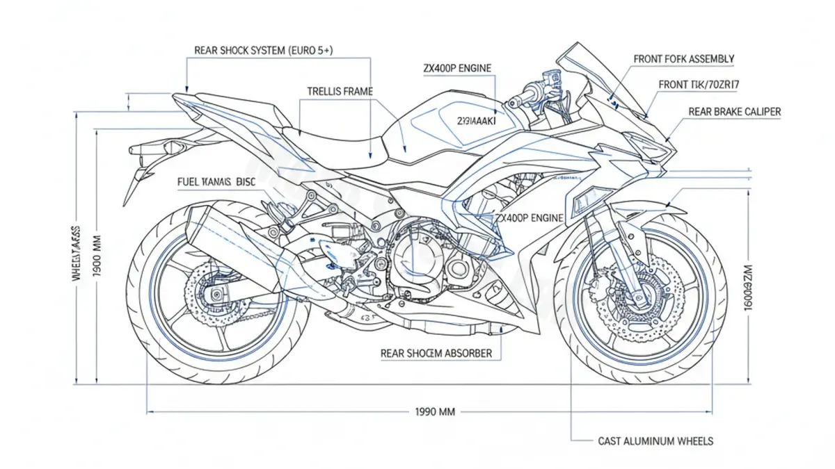 Kawasaki ZX-4R/RR (Euro 5+) - ZX400P Workshop Data: Fluids, Plugs & Tires specs