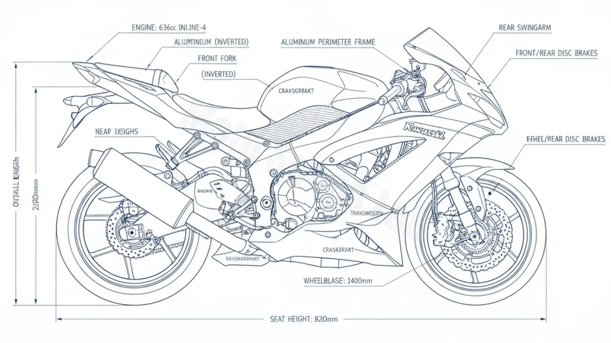 Kawasaki ZX-6R NINJA - ZX636C Specs: Engine Oil, Gap & Tire PSI specs