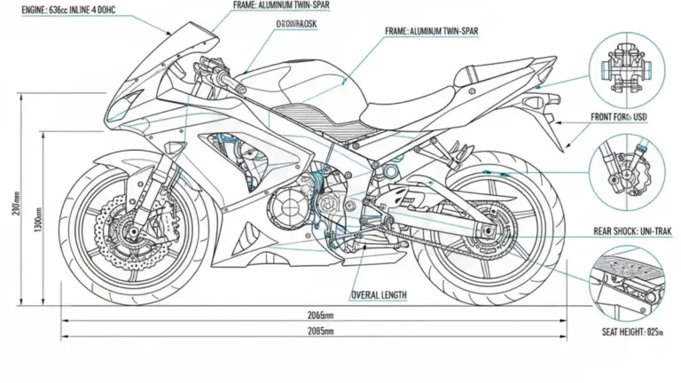 Kawasaki ZX-6RR – ZX600K/M Service Guide: Oil Level & Tire Specs