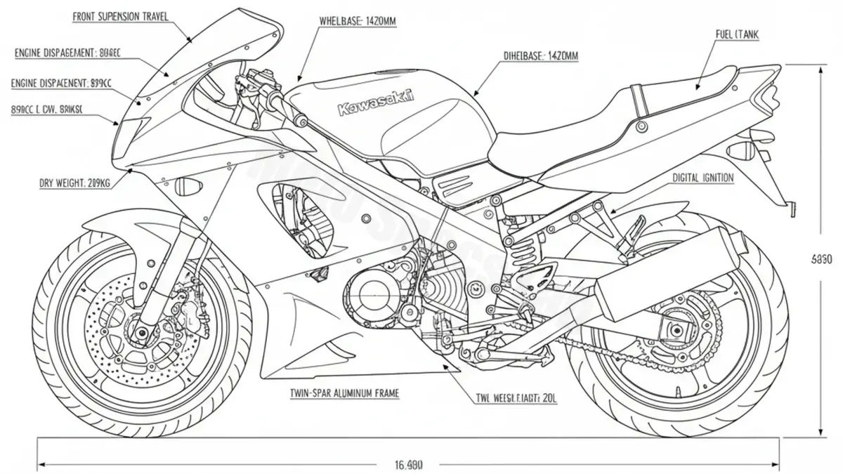Kawasaki ZX-9R NINJA - ZX900B Technical Review & Maintenance Guide specs