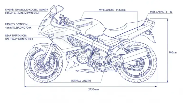 Kawasaki ZZ-R 600 – ZX600E4-13 Tire Pressure, Oil Type & Fluid Specs