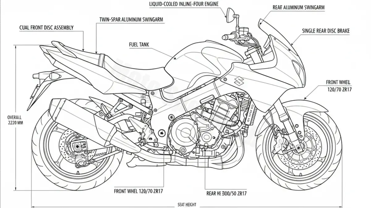 Suzuki B-KING (GSX 1300 BK) - WVCR (2007-2012) Data: Oil Capacity & Rim Specs specs