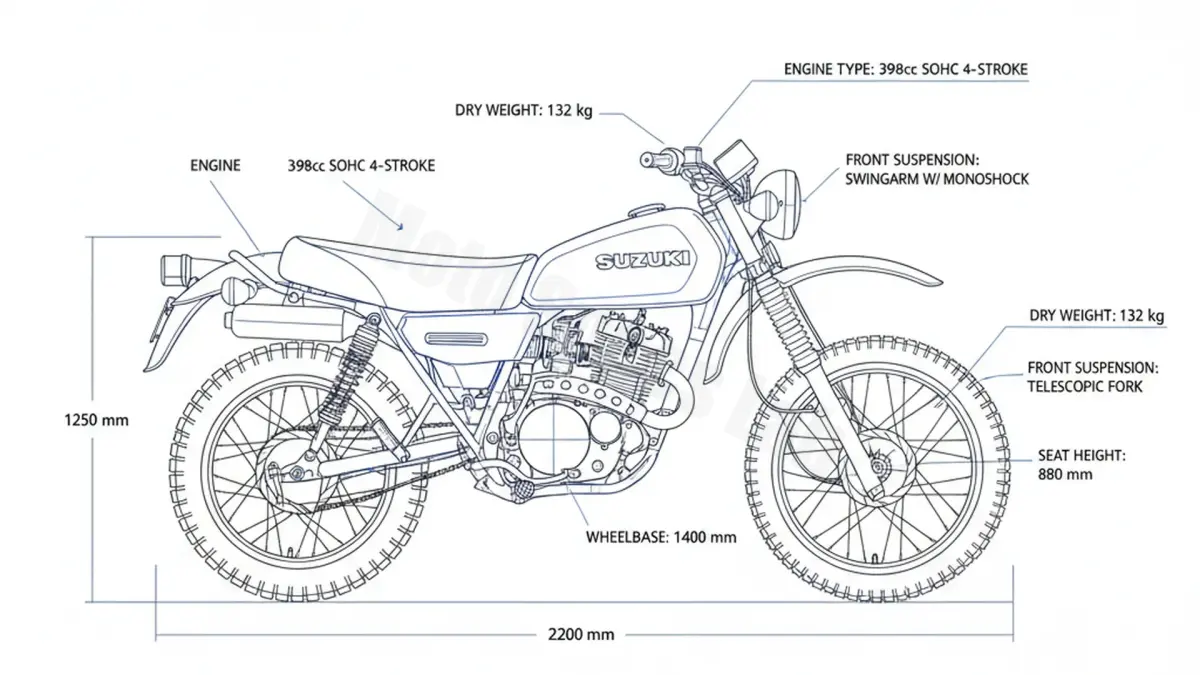 Suzuki DR 400 S - DR400S (1980–1982) Data: Oil Capacity & Rim Specs specs