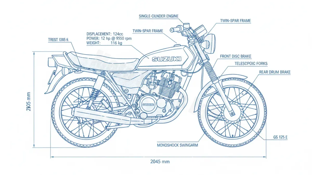 Oil & Tires: Suzuki GS 125 E - GS125E Technical Specifications specs